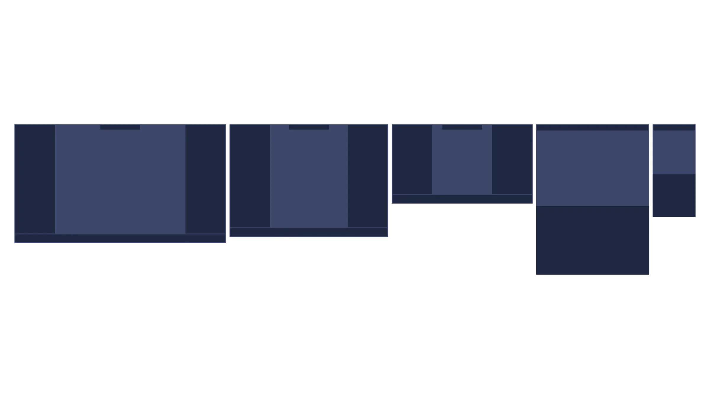 Responsive layout specifications for desktop, tablet, and mobile map interfaces