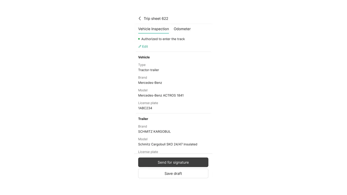 Mobile vehicle inspection form for mechanics