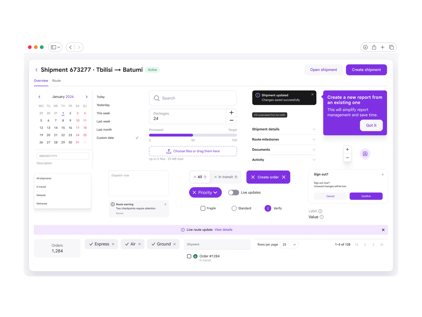 WB Logistics design system components and operational UX patterns